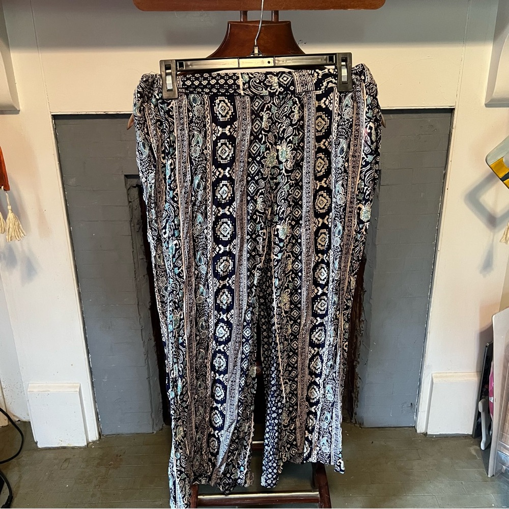 Angie Navy and White Patterned Pants